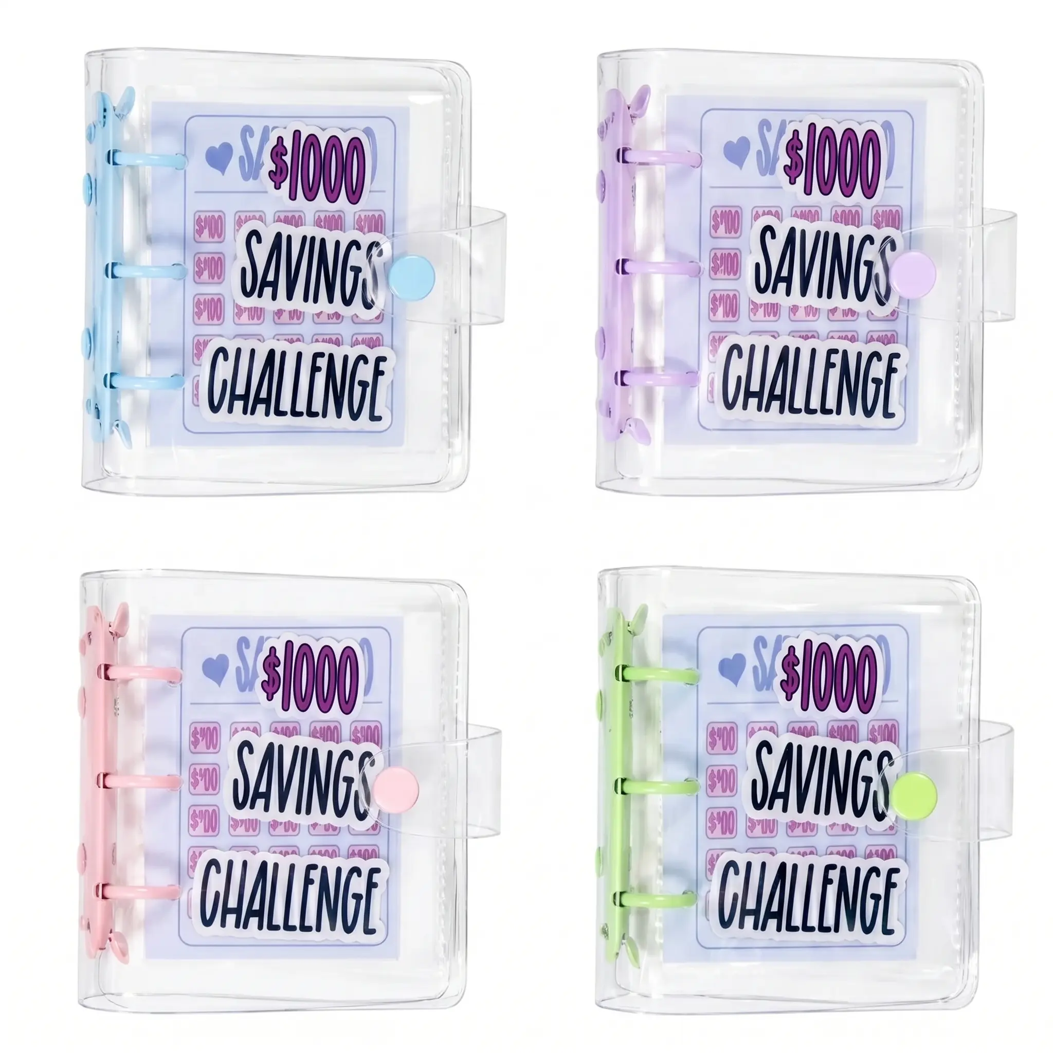 $1000 Mini Money Saving Binder Reusable Cash Envelope System – 2026 Budget Binder, 2026 Upgraded，Transparent PVC Pockets, Portable Budget Binder for Money Saving & Cash Stuffing, Perfect Finance Planner & Gift Flexible Durable，money saving binder