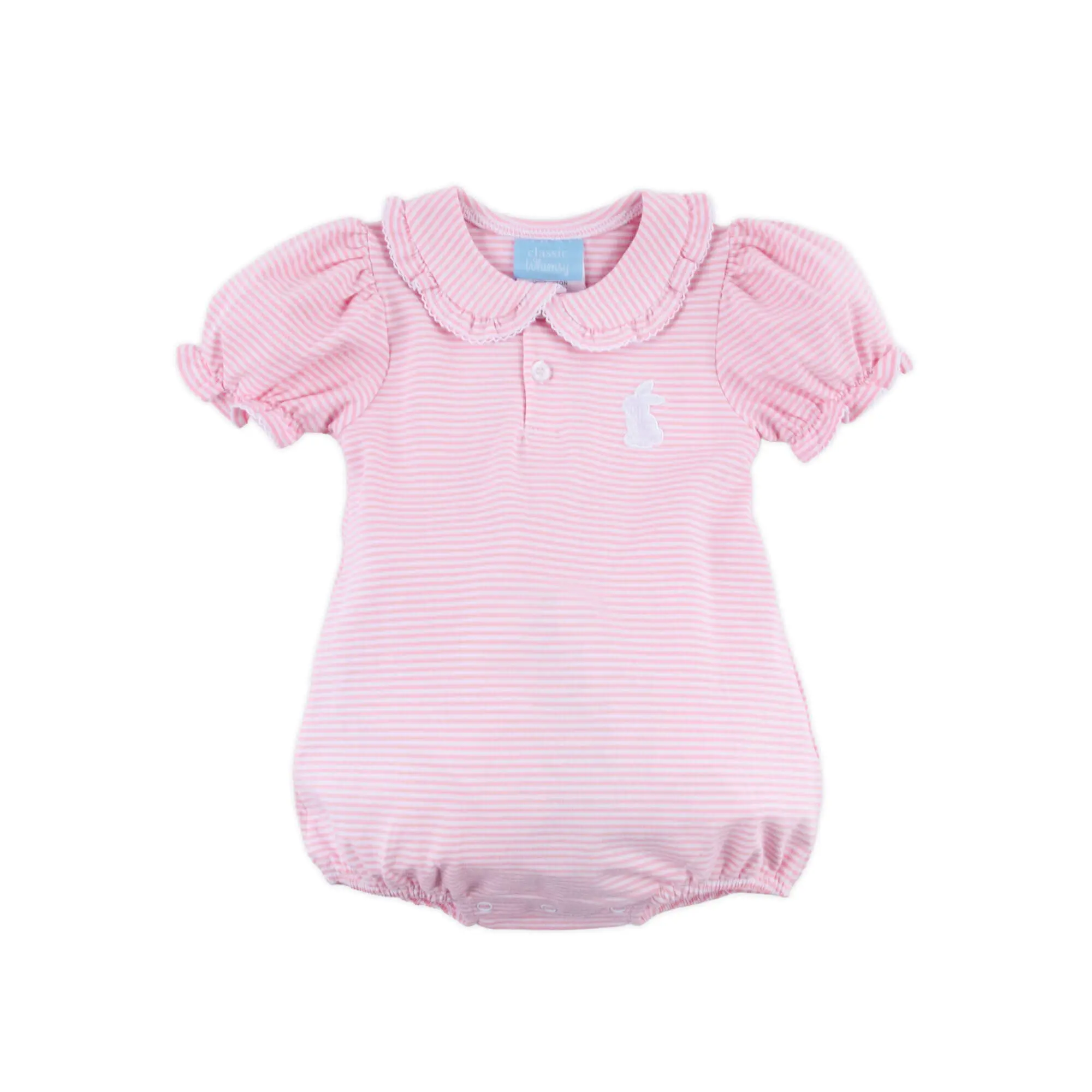 Bunny Pink Stripe Ruth Bubble - Soft Knit Easter Outfit for Baby & Toddler Girls