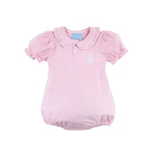 Bunny Pink Stripe Ruth Bubble - Soft Knit Easter Outfit for Baby & Toddler Girls