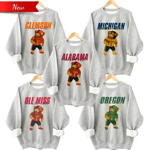 Vintage College Football Bear Graphic Sweatshirt, Ash Grey Retro Mascot Crewneck Pullover, Game Day Sports Fan Shirt, Throwback Varsity Gift