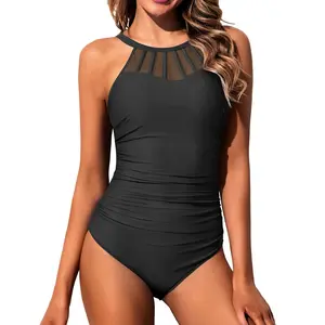 Holipick Women High Neck One Piece Swimsuit Tummy Control Bathing Suit Modest Swimwear