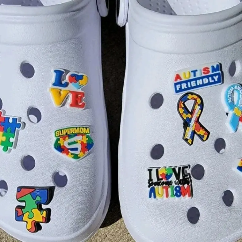 Set of 10 Autism Awareness shoe charms