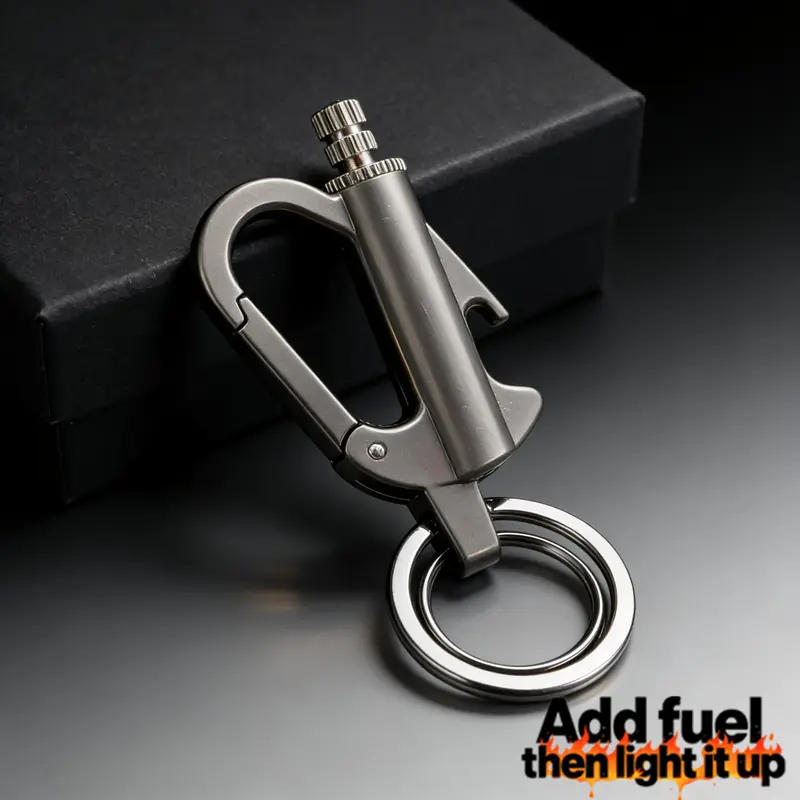 3-in-1 Windproof Torch Lighter Keychain - Keychain Shape 1-Tool Triad, Refillable Fuel Multitool with Hook Attachment, Bottle Opener, Outdoorsports Fire Starter, Ideal Father's Day Gift (Fuel Not Included) for Hiking