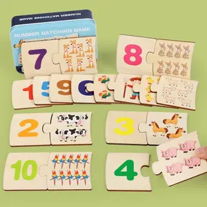 Wooden Number Matching Game, Number Counting Blocks, Number Recognition Puzzle Toy, Educational Toy for Kids, Birthday Gift for Boys & Girls