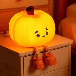Flower Dance Silicone Pumpkin Night Light 3 Level Dimmable LED Nursery Nightlight Cute Bedside Lamp for Kids Rechargeable BPA Free Safe Baby Lamp Warm Light by Regular Sleep by Three Brightness Jack-o-lanterns