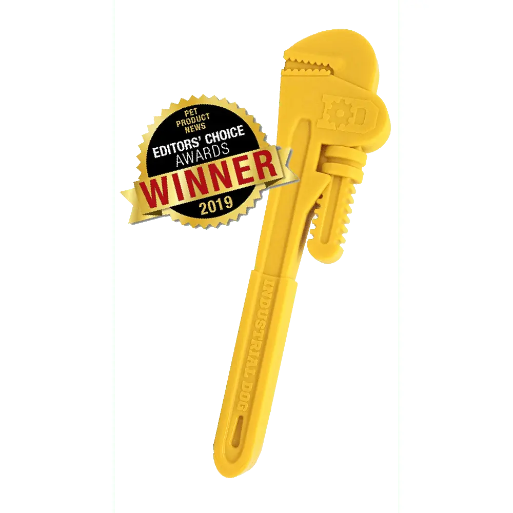 ID Pipe Wrench Ultra Durable Nylon Dog Chew Toy 2019 Pet Product News Editor's Choice Award Winner for Power Chewers and Fresh Breath