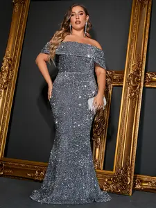 Plus Size Off Shoulder Mermaid Prom Dress Maxi Dress