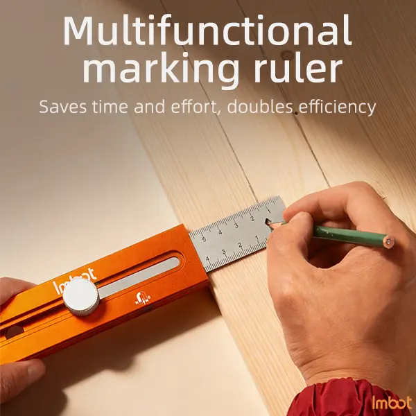 Imbot Pocket-Size Multi-Function Woodworking Marking Ruler - Adjustable Stainless Steel Slide Rule with Dual Spirit Levels, Magnetic Aluminum Alloy Precision Layout Tool for Carpentering, Accurate Level Markings, DIY Projects, Saves Time and Effort