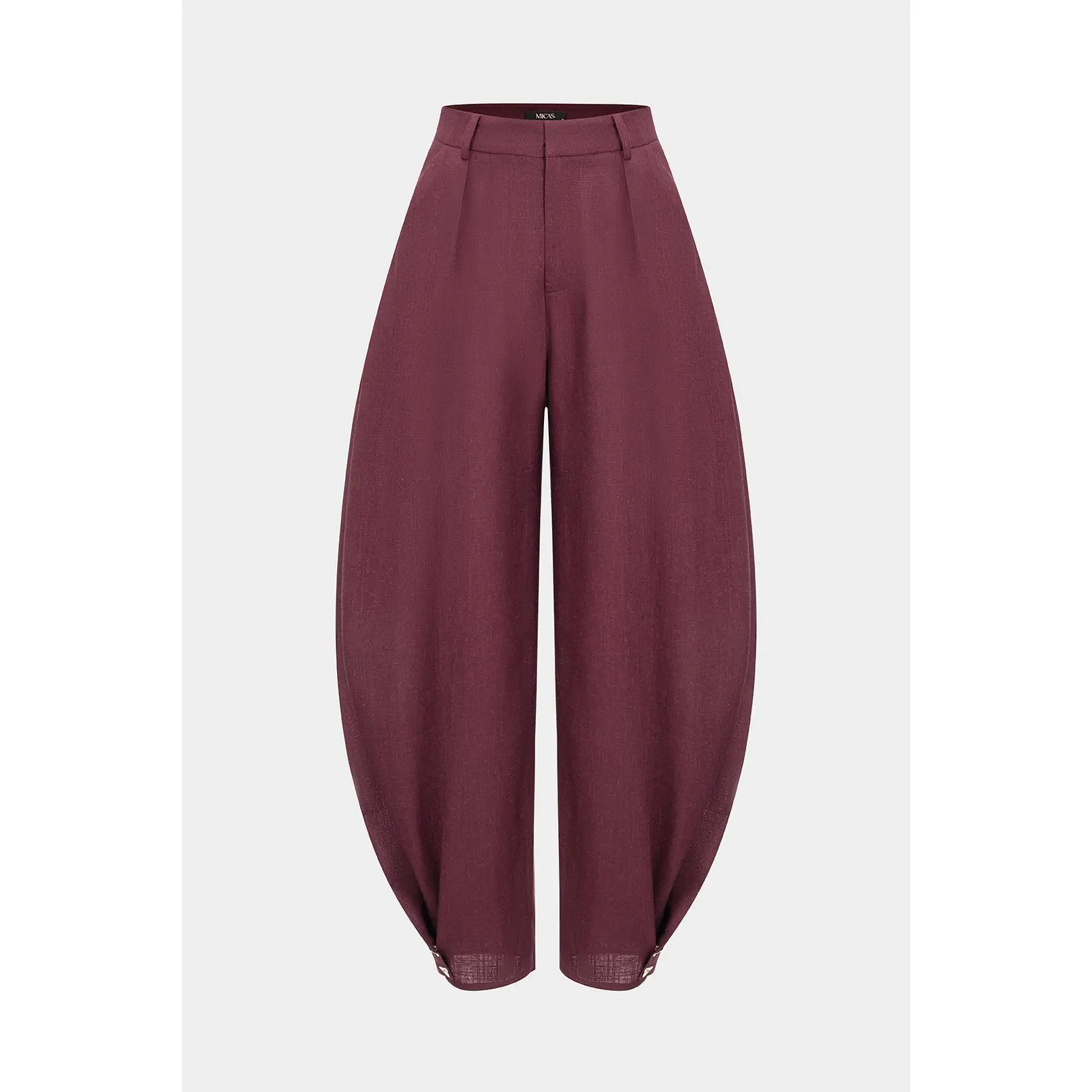 Linen Solid Barrel Trousers