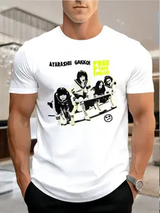 Atarashii Gakko! 2026 New Arrival Black/White Tee fashion heavyweight Hot Sale vintage Printed Graphic funny Crewneck Printed T-shirt Casual，Tee for Daily Wear Outings & Leisure