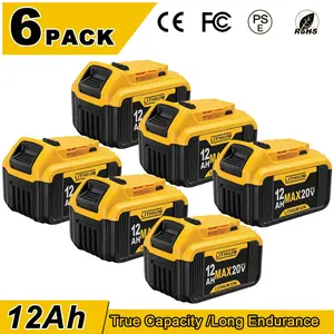 6-PACK Replacement for dewalt 20v battery Max XR  Battery Lithium Compatible with  Cordless Tools DCB180/DCB200/DCB201/DCB203/DCB204/DCB205/DCB206/DCB181/DCB207/DCB209 wireless power tool battery replacement DeWalt