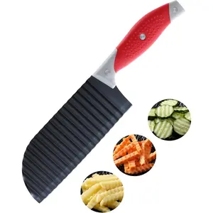 Crinkle Cut , HIA Crinkle  for Veggies,  Fry, Potato, Cucumber, Carrot and Fruit, Stainless Steel Wave Fries  Slicer With Stylish Rubber Handle, Dishwasher Safe