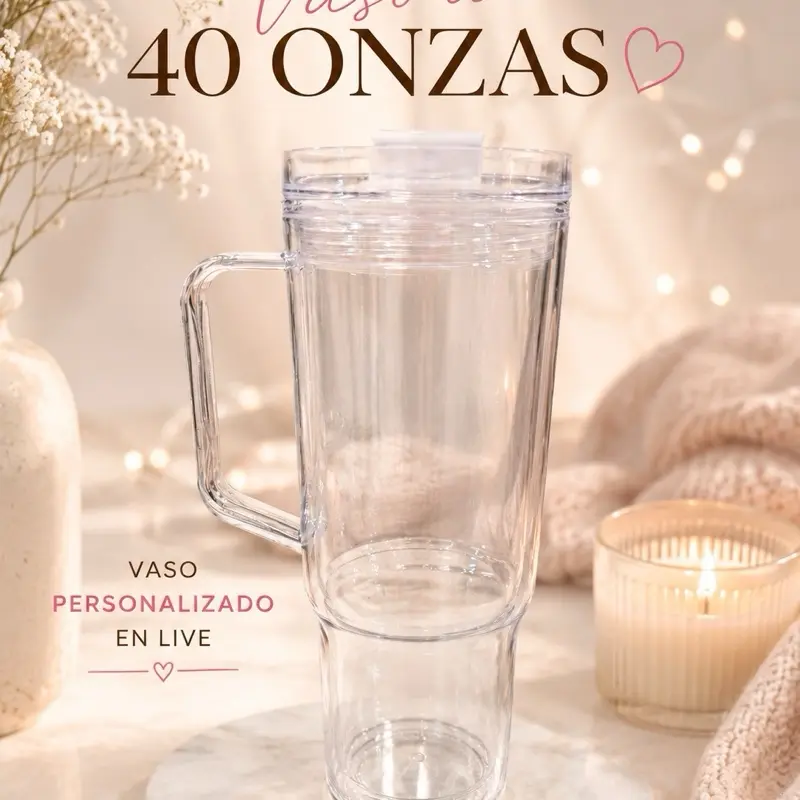 Vaso de 40 onzas personalizado en live  Diseña tu vaso a tu gusto: colores, nombres, personajes y efectos únicos.  ¡Haz tu pedido en vivo y llévate un diseño exclusivo!