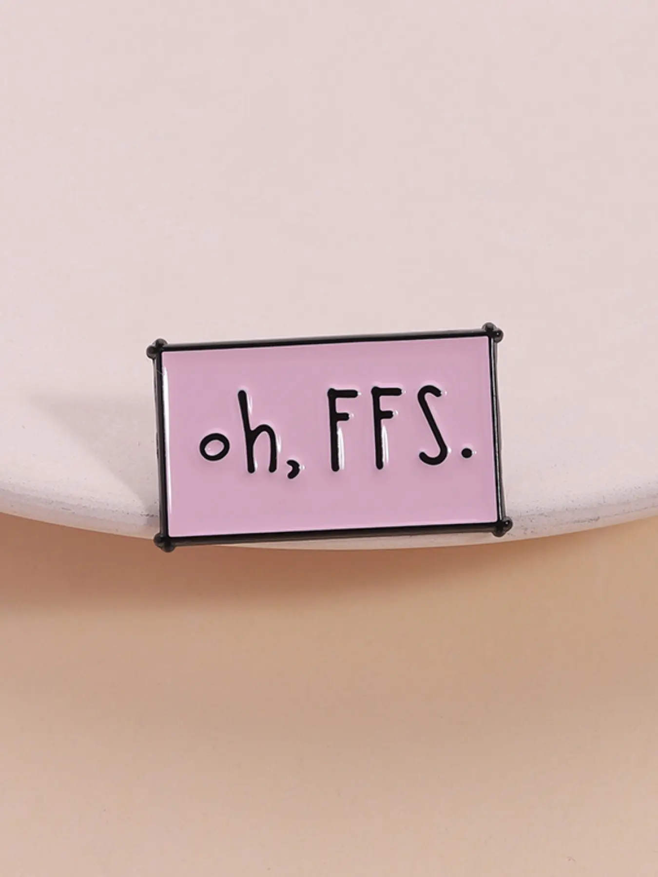 Oh Ffs Long Rectangle Cartoon Enamel Pin, Funny Emoticon Badge with Safety Rubber Backing, Backpack Laptop Decoration for Teens & Adults