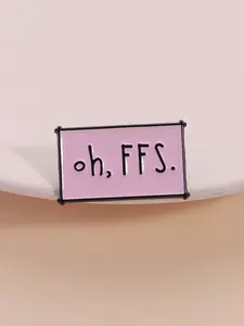 Oh Ffs Long Rectangle Cartoon Enamel Pin, Funny Emoticon Badge with Safety Rubber Backing, Backpack Laptop Decoration for Teens & Adults