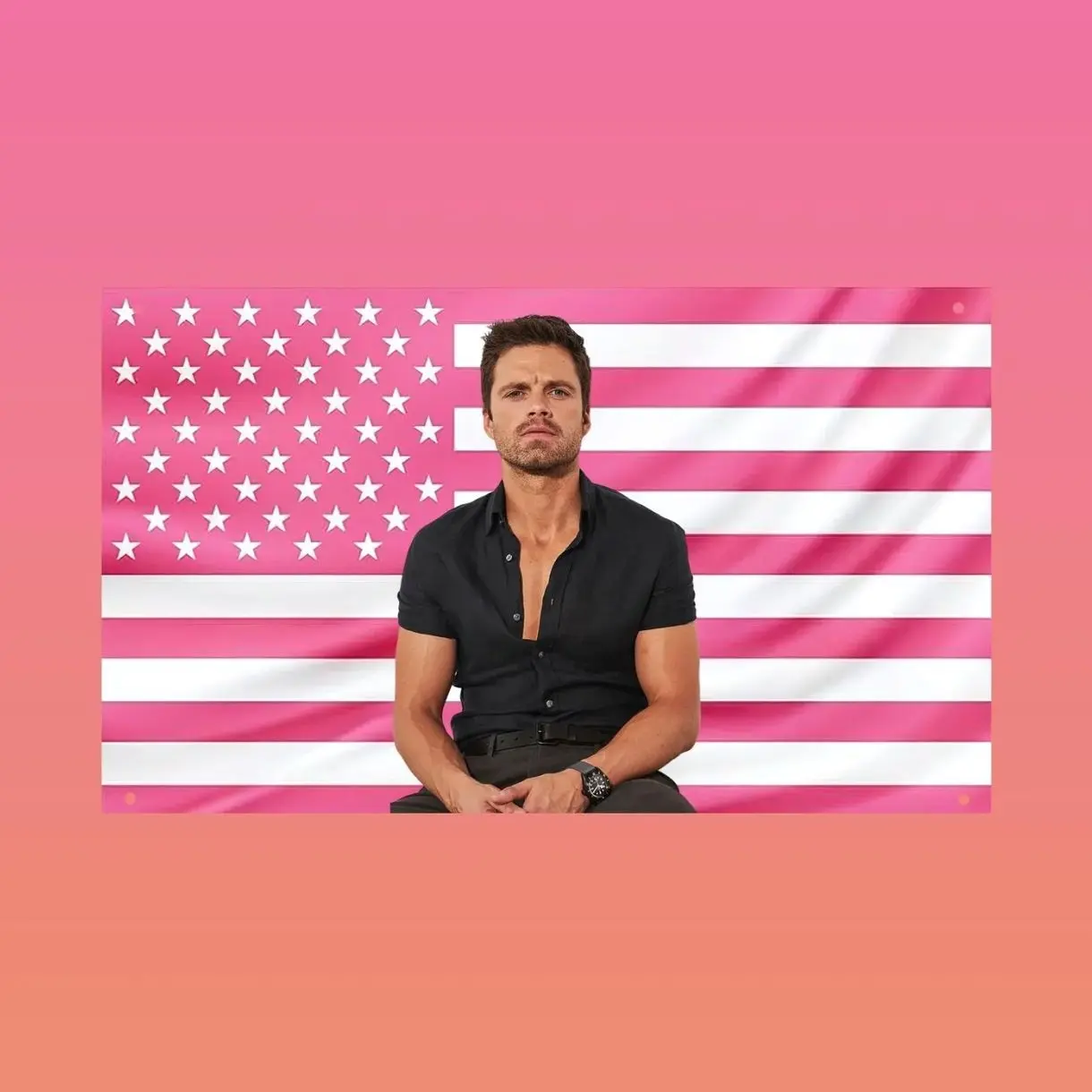Bucky Barnes Pink US Flag | Winter Soldier Marvel Wall Tapestry | Avengers Dorm Room Decor | Bucky Barnes Fan Gift