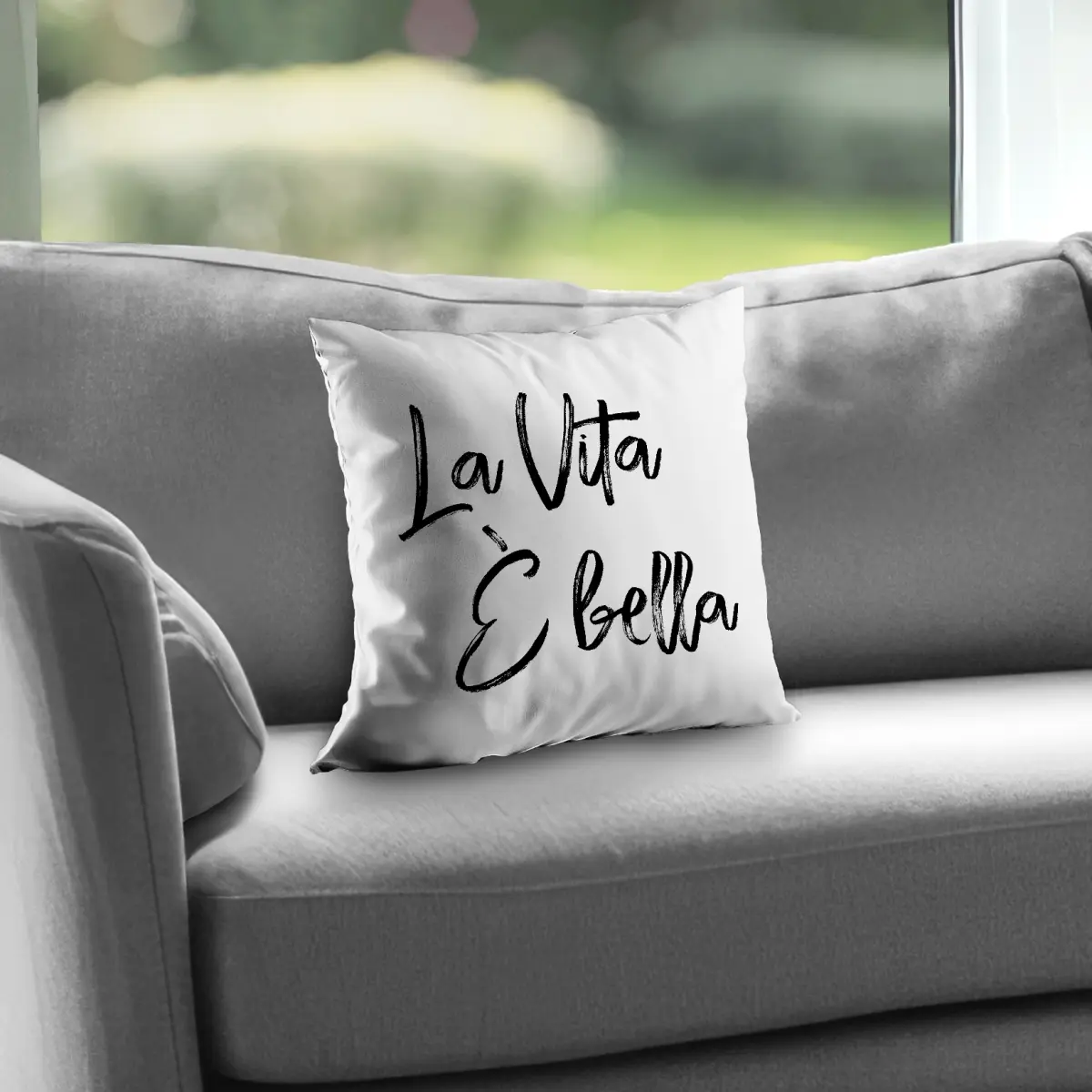 360 stand Poly Twill Throw Pillow - 14x14 in, Minimalist La Vita-Bella Monochrome Design, Twill Weave, Inspiring Quotes, Home Decor Accent (C1PC1414F8L75G), 14-Inch Standard Pillows, Black-And-White Standard Pillows