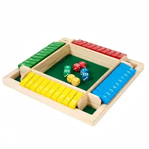 Wooden Four-sided Dice Game, Interactive Party Board Game with 8 Counts Dice, Fun Game for Family Gatherings, Party Game Accessories, Strategy Board Games, Family Games UK