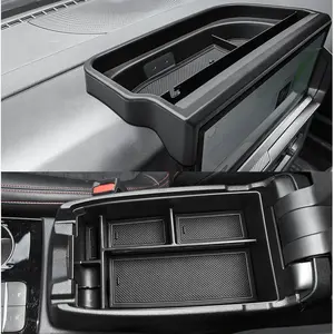 HGWEI 2 Packs Center Console Organizer Compatible with 2025 2026 Ford Bronco Sport Interior Accessories, Armrest Storage Tray and Dash Mount Holder Behind 13.2" Display Screen, ABS Black