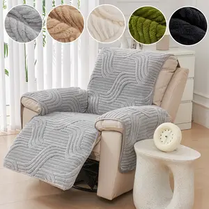 Single Recliner Chair Cover Pad, Non-Slip Dog Chair Cover Furniture Protector, Thick Plush Armchair Sofa Cushion, Non-Slip Seat Protector, Pet-Friendly Machine Washable Slipcover, Elastic Straps, Soft Sofa Protector, Stretch Sofa Cover