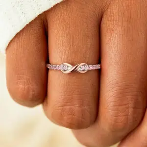 2Pcs Forever Best Friends Ring Set, Pink Oath Infinity Symbol Design, Adjustable Matching Bands with Engraved Promise Lettering for Friendship Bonding  2（・）