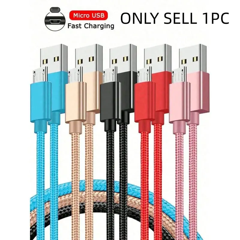 3.3ft/6.6ft High-Speed Durable Portable Micro USB Fast Charging Data Cable Cellphone Electronic Smartphone For Android Phones Long Charger Cord- Compatible With Samsung, Redmi, OnePlus, And 1pc