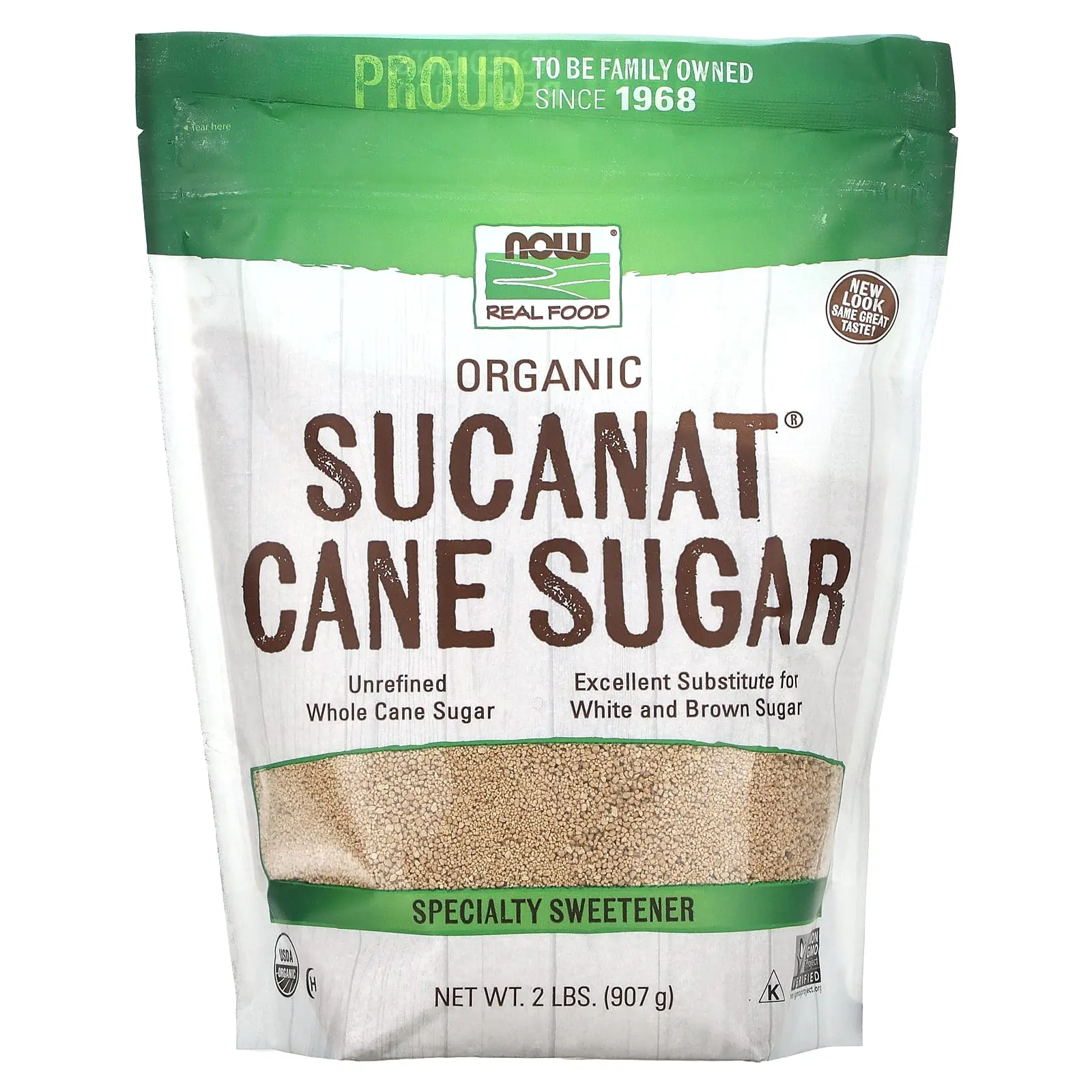 NOW Foods Real Food, Organic Sucanat Cane Sugar, 2 lbs (907 g)