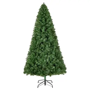 6ft Plastic Artificial Christmas Tree, Full Holiday Decor Tree with 1250 Branch Tips, Sturdy Metal Base for Home, Party Decoration