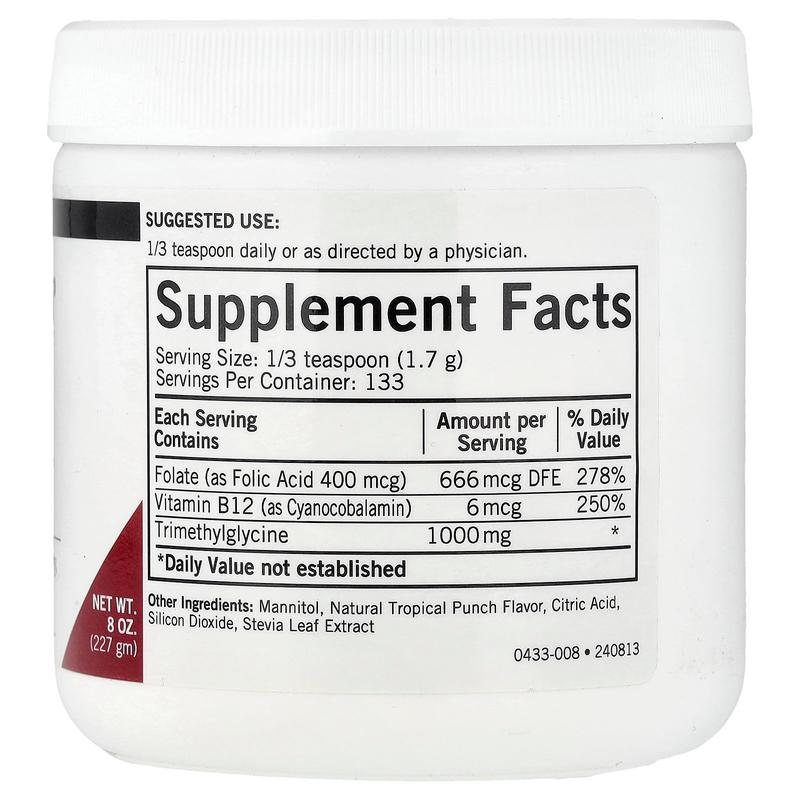 Kirkman Labs TMG with Folic Acid & B12 Powder, 8 oz (227 g)