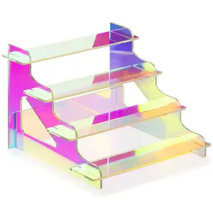 Lifewit 4-Tier Iridescent Acrylic Rises for Perfumes, Cologne, Fragrances, Figures, Collectibles & Organiser Racks - RGB Color, Space-Saving Design