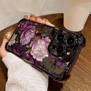 Purple peony full-coverage anti-drop protective case, suitable as a gift for all four seasons, compatible with iPhone 17/16/15/14/13/12/11/X/XS/XS Max. Can be given as a holiday gift to friends, family, or yourself.