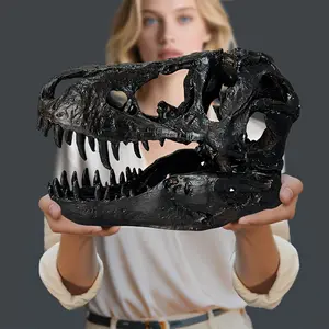 1 Large Tyrannosaurus Rex Bone Remake - Handmade Dinosaur Bone Texture, Resin Dinosaur Head Model, Suitable for Indoor/Outdoor Home and Office Decoration |   No Power Required, Realistic Prehistoric Display Outdoor Decorative Statues, Fine Craftsmanship,
