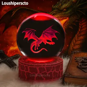 3D LED Dragon Crystal Night Light, Warm Bedroom Decor, Perfect Gift for Birthdays, Valentines, Mothers Day, Christmas, Anniversaries