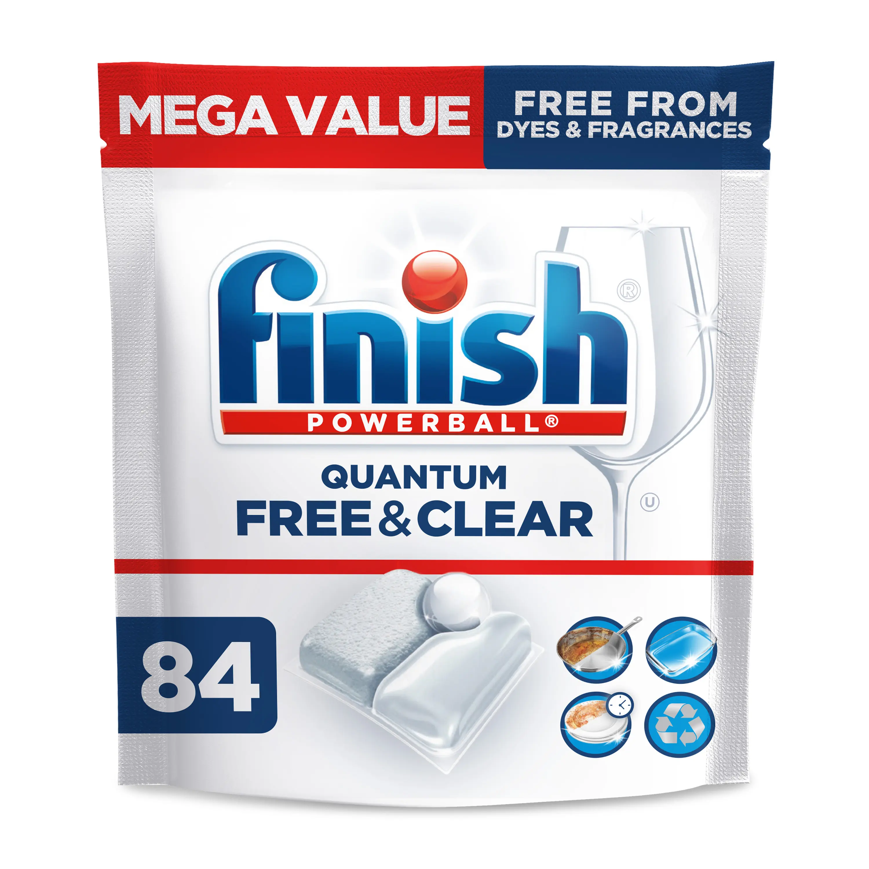 FINISH Quantum Free & Clear Dishwasher Detergent Tablets, 84 ct | Automatic Dishwasher Detergent