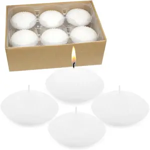 12 Pack 3 Inch White Floating Candles 10 Hour Unscented Dripless Tealight Candles for Cylinder Vases Centerpieces at Wedding Party Pool Holiday Wavy Float Candle