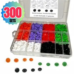 300 Sets T5 12mm Colorful Plastic Snap Buttons Kit, DIY Sewing Accessories for Clothing, Bedding, Crafts, Mixed Colors, Easy to Use