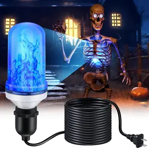 LED Halloween Skeleton Lighting Kit, E26 Base Flame Light With Up Down Effect, Scary Chest Light for Giant Skeleton Decor (Blue)