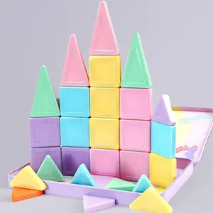 36PC Macaron Color Magnetic Tiles Set - Portable Travel Building Toy for Kids. Mini STEM Toys for Airplane, Restaurant, Car Rides. Perfect Educational Gift for Girls & Boys Ages 3-8