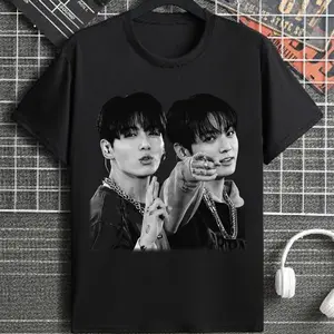 Boys' Korean Pop Idol Graphic T-Shirt - Unisex Jungkook Themed Top, Music Fan Birthday Gift (Unisex' Fashion)