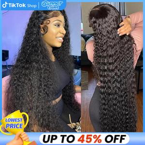 Bling Hair 180 Density 13x4/6 Hd Lace Frontal Wigs Brazilian 34 36 Inch Deep Wave Curly Real Hair Wigs 13x4 Glueless Drawstring Deep Wave Wig For Black Women Preplucked#SummerVibes