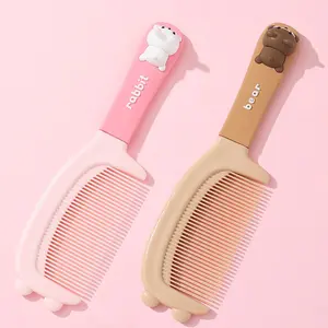2pcs Kids' Cute Animal-Themed Hair Care Comb Brush With Soft Grip Handle - Comfortable, Durable Plastic Bristles For All Hair Types