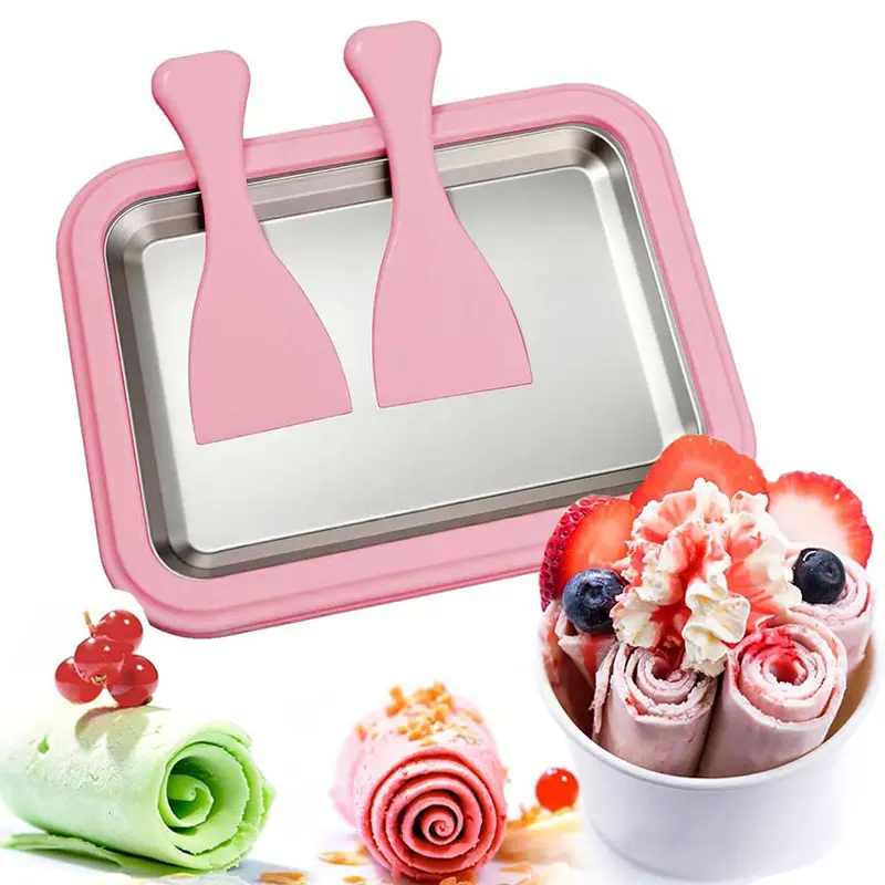 Ice Cream Roll Maker for Kids, DIY Frozen Dessert Maker with Scrapers, Make Rolled Ice Cream, Frozen Yogurt, Gelato, Sorbet & Slushies at Home, Easy to Use