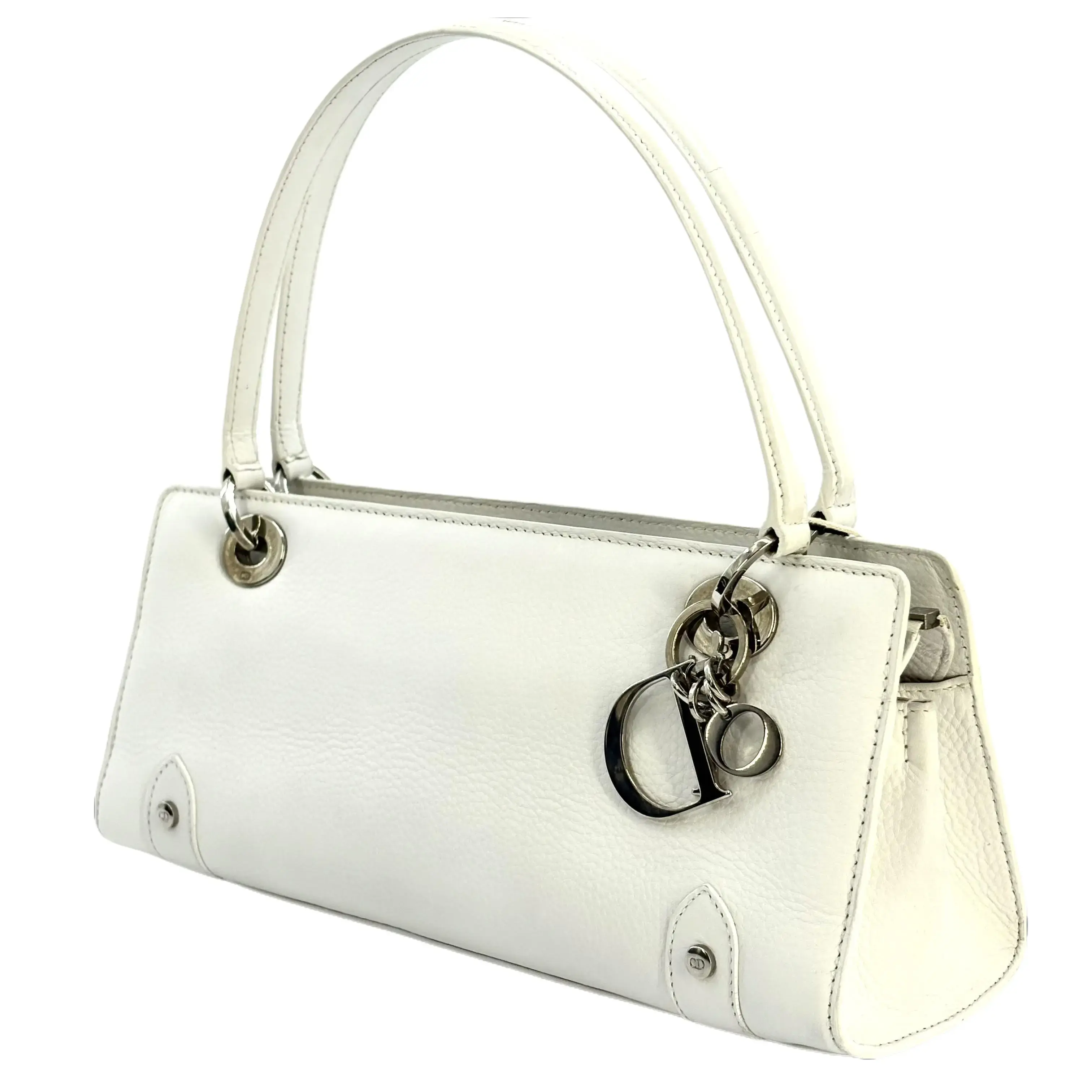 Pre-owned Dior leather Shoulder bags White Lady East/West Satchel J00209
