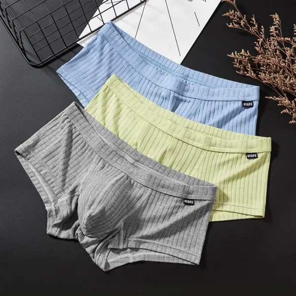 GTOPX Men's Low-Rise Ribbed Knit Athleisure Sports Boxer Briefs, 1/2/3Pcs Premium Easy-to-Wear Washable Breathable Sweat-Resistant Underwear for Daily Use (XXL Available), Athleisure Men's Sports Underwear