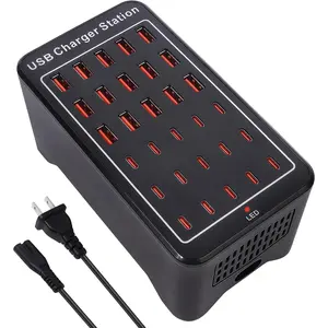 150W(30A) USB  Station, 30-Port USB C Charger Block, Multiple Desktop/Wall  Charger with Intelligent Protection Compatible with , iPad, Tablets, Smartphones