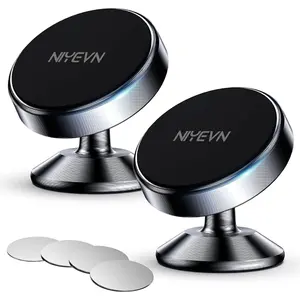 2 Pack Magnetic Holder For Car, [ Strong Magnet ] Magnetic Holder, [ 360° Rotation ] Magnet For Car, Compatible with All Smartphones, Must be Used with Metal Pad, Black
