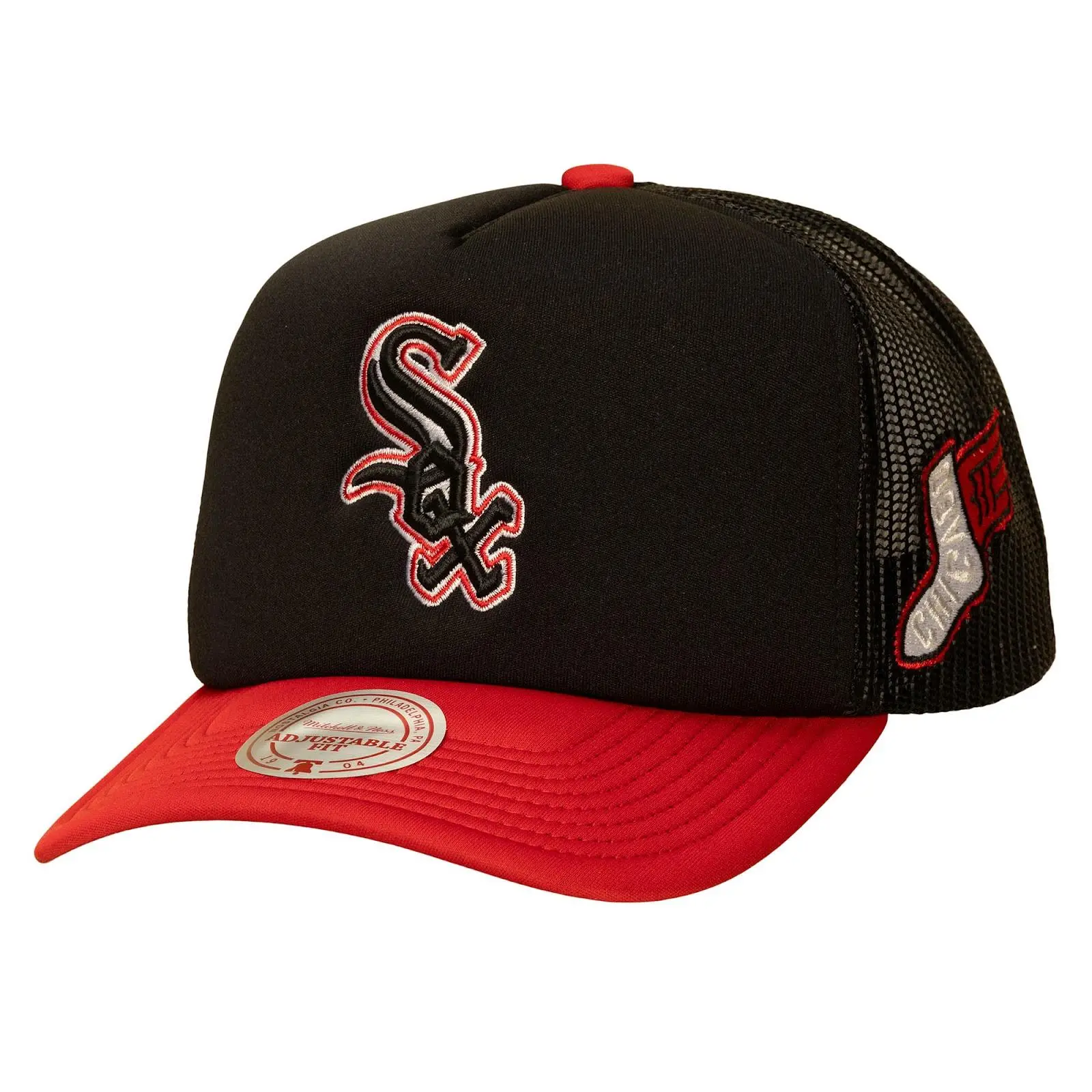 Chicago White Sox Black City Connect Trucker Adjustable Hat MLB Throwback Cap Fan Gear Mitchell & Ness