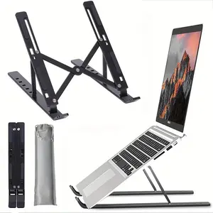Adjustable Aluminum Laptop Stand - 6-Level Height, Foldable & Portable Design for 8-16” Laptops, Enhanced Ventilation & Heat XMSJ