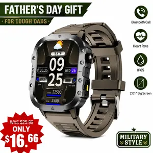 Smart Watch for Men, Fathers Day Gifts for Dad Husband, 2.01" Rugged Military Tactical Multi-Sports Smartwatch with Bluetooth Call, Heart Rate Blood Pressure Monitor, Sleep Monitor, Fitness Tracker, Remote Capture, for Outdoor Sports