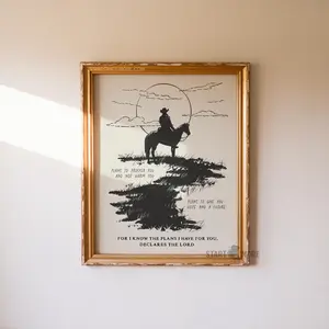 Western Christian Home Decor, Desert Wall Art, Cowboy Horse Scripture Print, Southwestern Landscape, Western Cowboy Wall Art, Poster Unframed